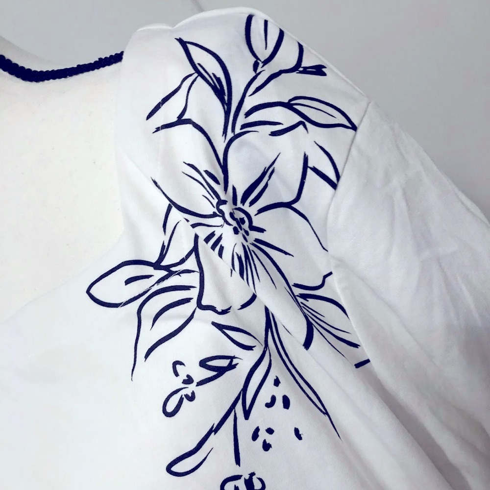 Blair Tunic White with Black Floral Long. Women’s XL. Cotton. - Picture 4 of 4